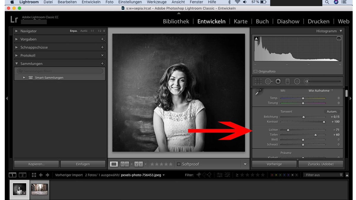 Lightroom Fotos in SchwarzWeiß und Sepia bearbeiten UPDATED