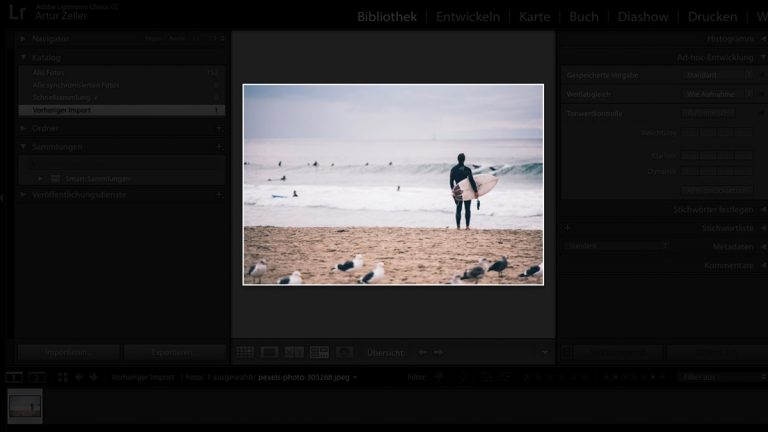 Foto in Lightroom vor schwarzem Hintergrund