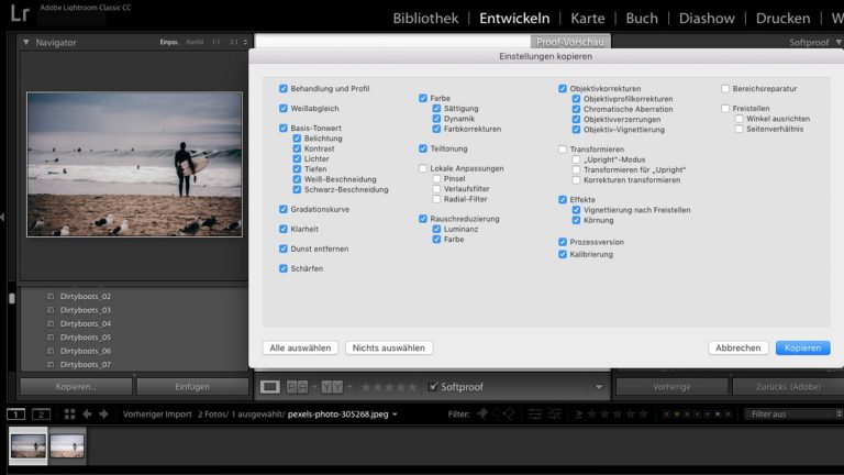 Foto-Einstellungen in Lightroom kopieren