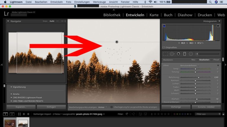 Lightroom-Workflow: Verlaufsfilter horizontal Lightroom-Workflow: Verlaufsfilter horizontal auf Bild legen