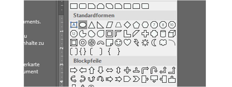 Mindmap erstellen: Standardformen Oval Word-Fenster Formen Oval-Symbol
