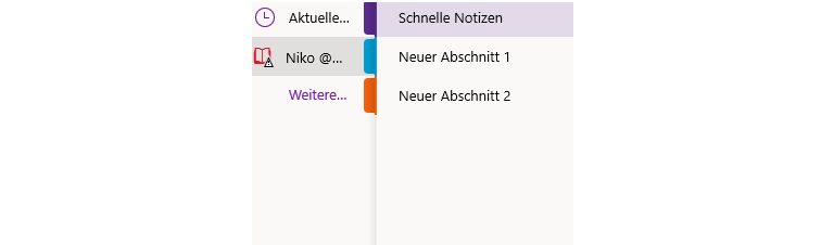 OneNote-Spalte Notizbücher anzeigen