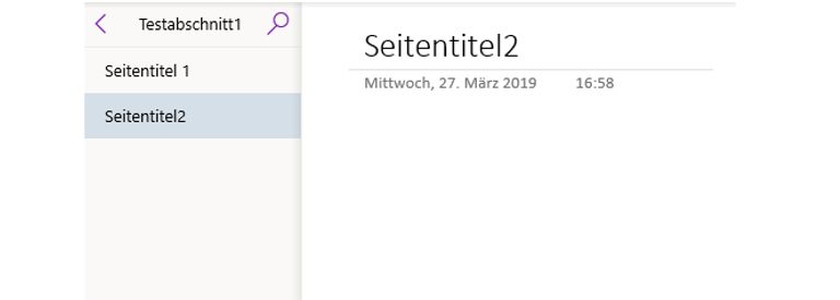 OneNote-Fenster Gesamtüberblick mit neuen Seiten