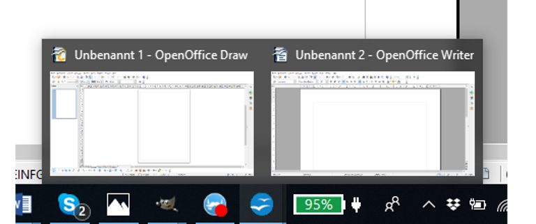 Windows-Fenster Auswahl OpenOffice