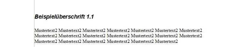 OpenOffice Inhaltsverzeichnis: Überschrift2 Open-Office-Doc mit formatierter Überschrift 2