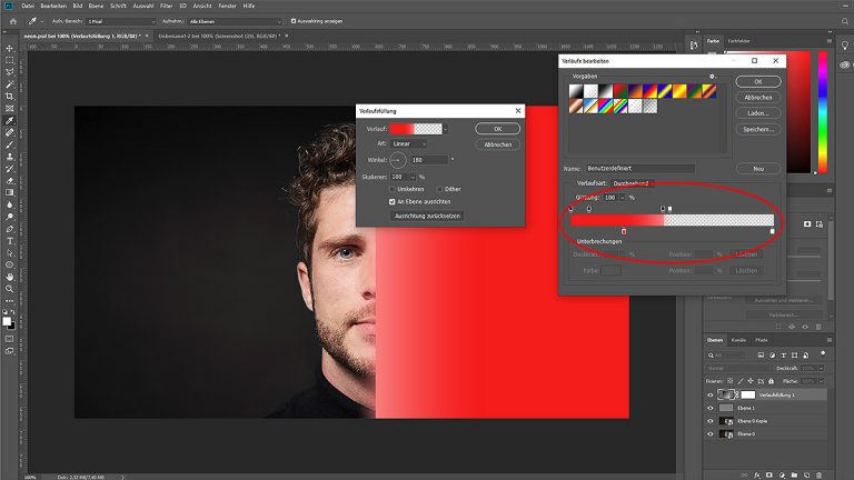 Photoshop Neonfarben: Farbverlaufsstrahl