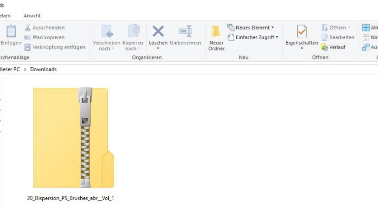 Photoshop Pinsel erstellen: Zip-Datei Zip-Datei extrahieren per Doppelklick unter Windows 10