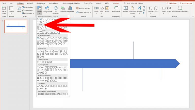 PowerPoint Zeitstrahl: Linien PowerPoint-Zeitstrahl: Linie einfügen als Markierung für Ereignisse