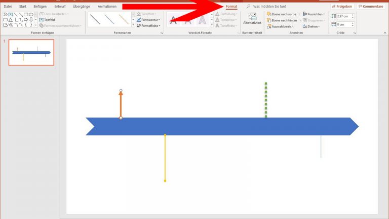 PowerPoint-Zeitstrahl: Linien in Form und Farbe anpassen