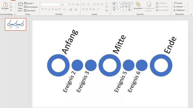 PowerPoint Zeitstrahl: Textfeld PowerPoint-Zeitstrahl: Ereignisse in die vorgegebenen Textfelder eingeben