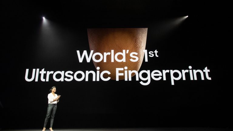Vorstellung des In-Display-Scanners bei der offiziellen Pr&auml;sentation des Galaxy S10 gewe