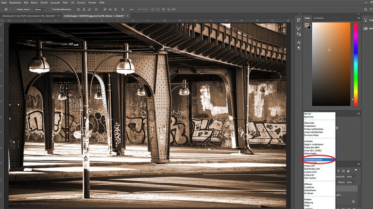 Flächen ineinanderkopieren, um Sepia-Effekt bei Photoshop zu erzeugen