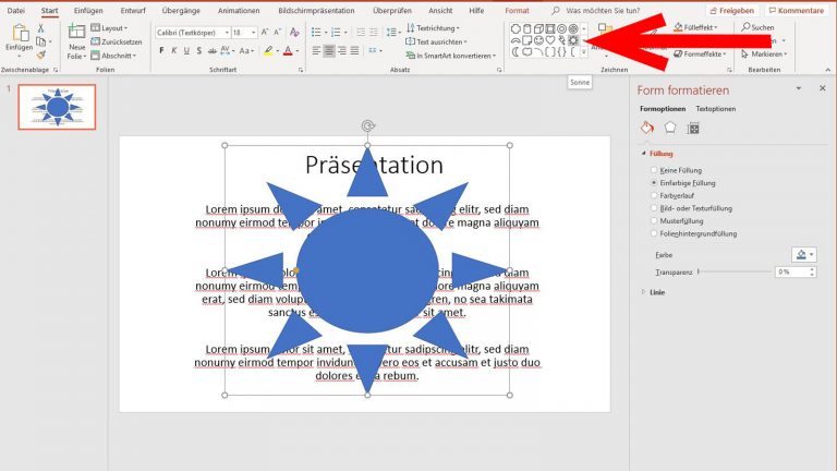 PowerPoint Wasserzeichen Sonne als Grafik einfügen