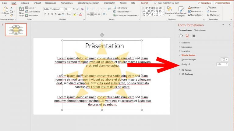 Wasserzeichen in PowerPoint: Grafik weiche Kanten