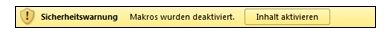 Word-Leiste mit Sicherheitswarnung