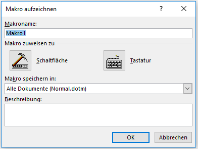 Word-Fenster mit Makro aufzeichnen