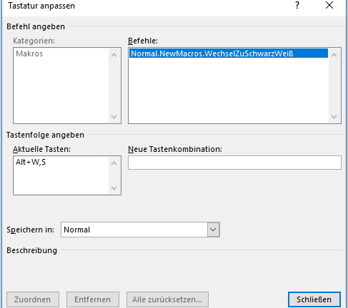 Word-Fenster mit Tastatur anpassen