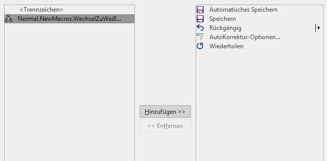 Word-Fenster mit Schaltfläche hinzufügen