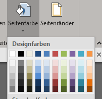 Word-Fenster mit Seitenfarbe, Designfarben