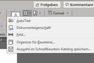 Word-Kontextmenü Schnellbausteine