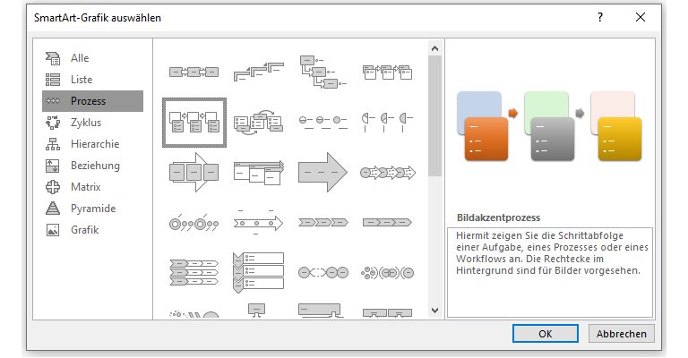 Word-Menü SmartArt-Grafik auswählen
