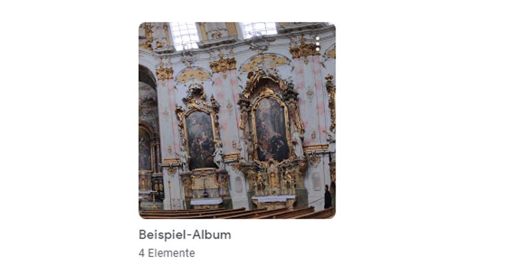 Google-Fotos-Fenster Alben-Übersicht neues Album