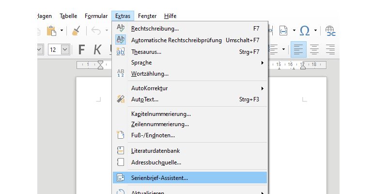 LibreOffice-Menü Extras