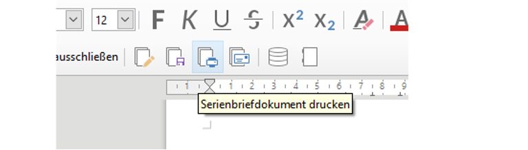 LibreOffice-Fenster Symbol Serienbriefdokument drucken