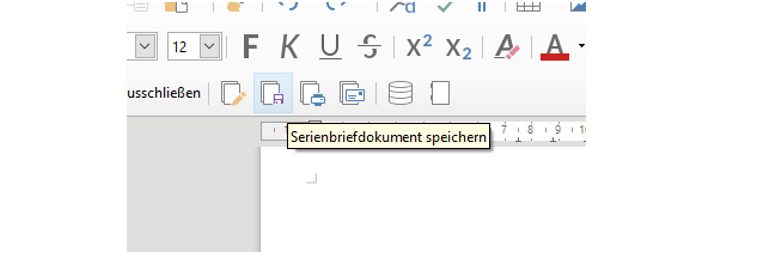 LibreOffice-Fenster Symbol Serienbriefdokument speichern