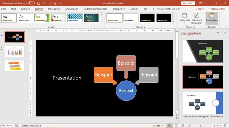 PowerPoint: Designidee mit schwarzem Hintergrund