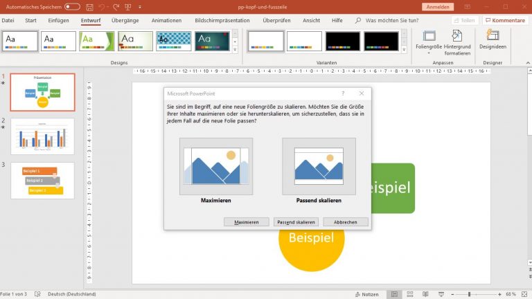 PowerPoint: Inhalte der Folien maximieren oder passend skalieren