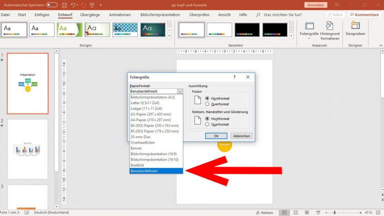 PowerPoint: Benutzerdefiniertes Format auswählen