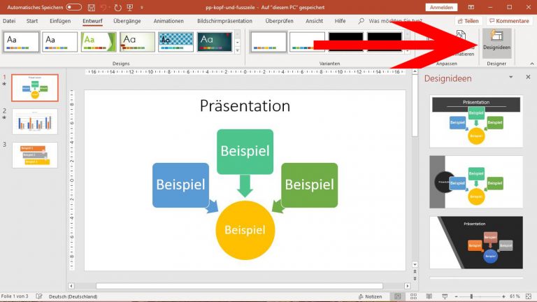 PowerPoint: Designideen für Folien aufrufen