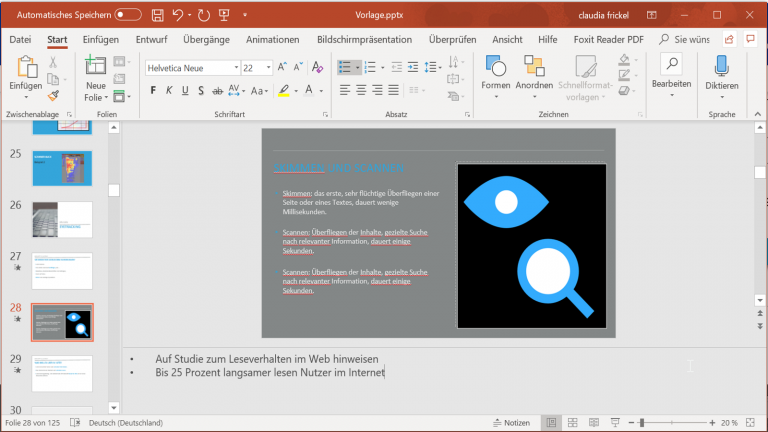 Notizen in PowerPoint formatieren