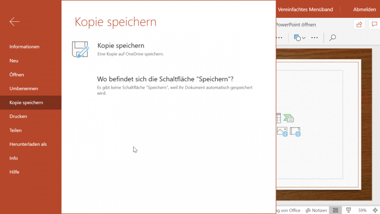 PowerPoint Online: Kopie speichern