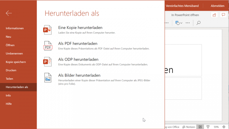 PowerPoint Online: Präsentation konvertieren