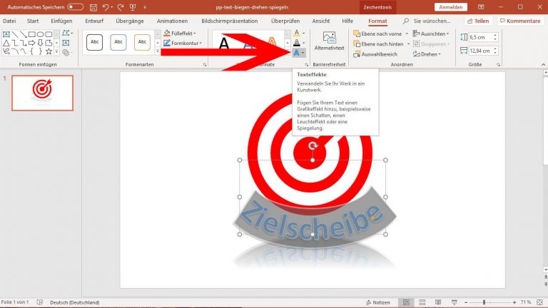 PowerPoint: Text biegen - Texteffekte PowerPoint: Texteffekt auf einen Schriftzug anwenden