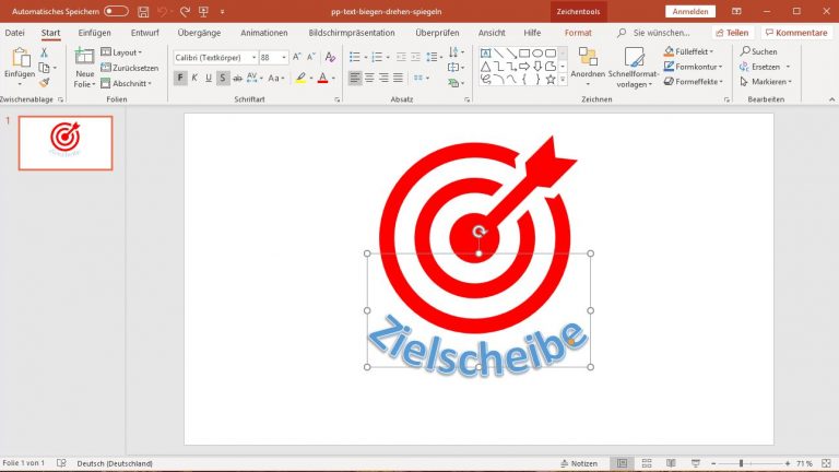 PowerPoint: Text biegen - Textfeld drehen PowerPoint: Text drehen durch Pfeil über Textfeld