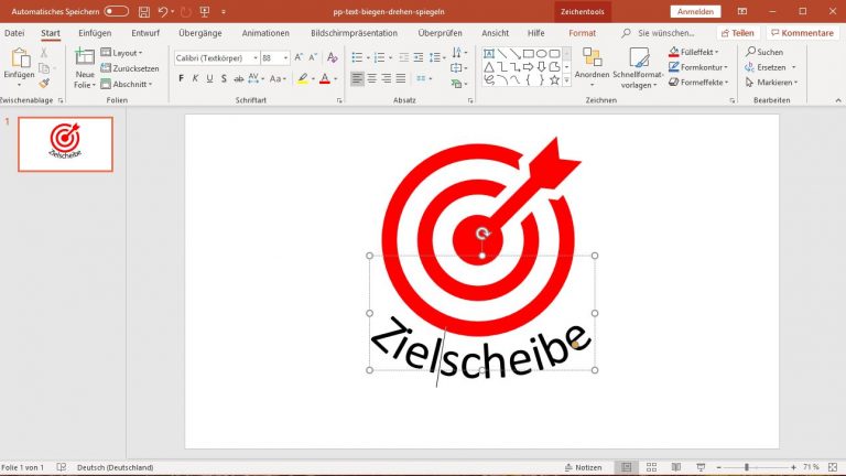 PowerPoint: Text biegen - Textfeld verschieben PowerPoint: Textfeld verschieben und so besser an die Grafik anpassen