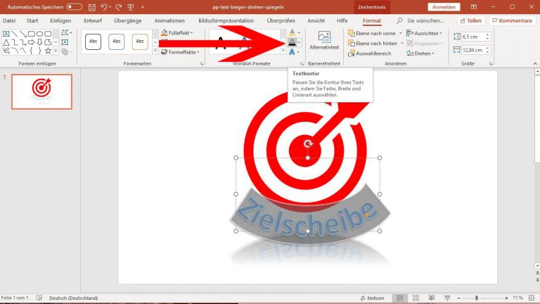 PowerPoint: Text biegen - Textkontur PowerPoint: Textkontur mit wenigen Klicks ändern