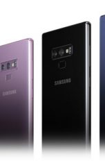 Vier Modelle des Samsung Galaxy Note9 in verschiedenen Farben