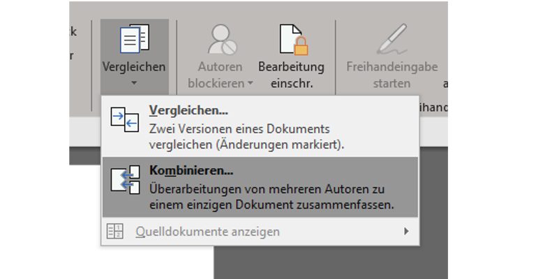 Word-Menüband Kontextmenü Kombinieren