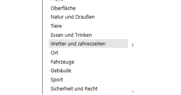 Word ClipArt: Wetter und Jahreszeiten Word-Fenster Piktogramme einfügen Wetter und Jahreszeiten