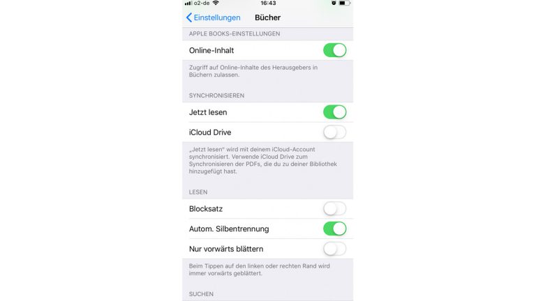 Apple Books Einstellungen