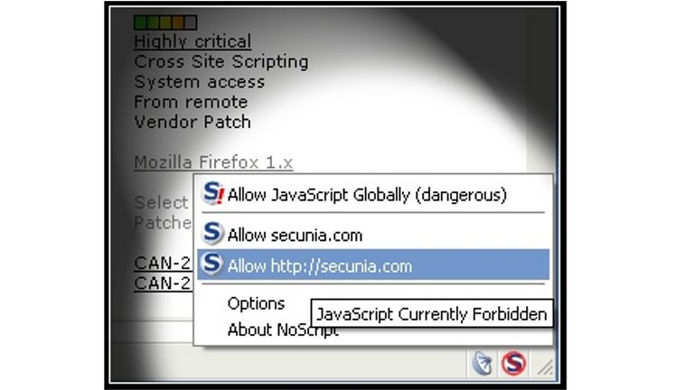 Firefox add-ons - NoScript Firefox-Fenster NoScript