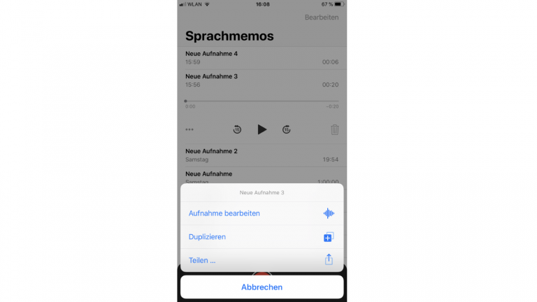 Sprachmemos-Aufnahme teilen iPhone