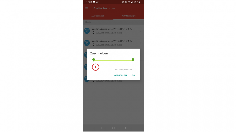 Android Sprachmemo schneiden und bearbeiten