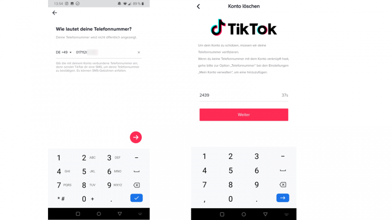 TikTok-Account: Code zum Löschen