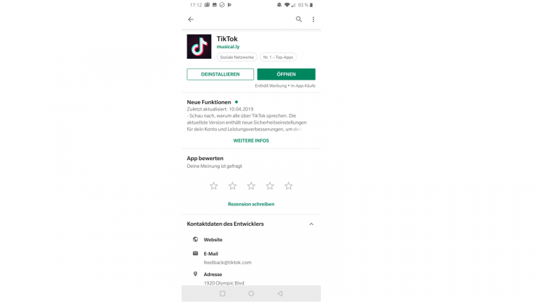 TikTok-App deinstallieren unter Android im Play Store
