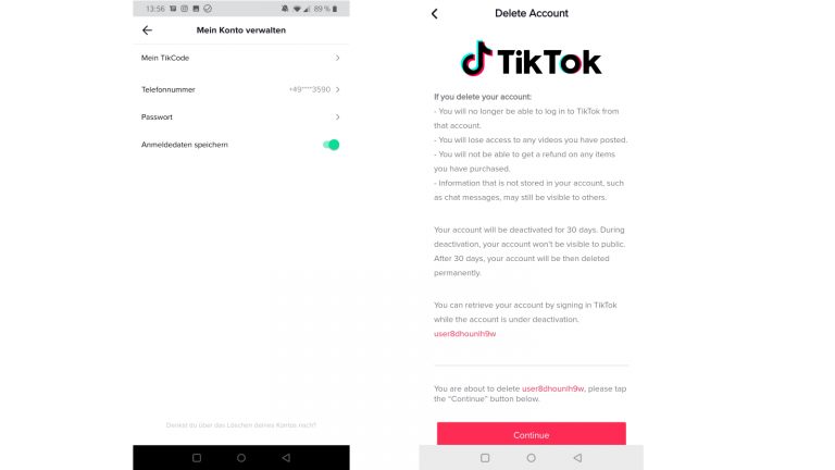 TikTok-Account löschen